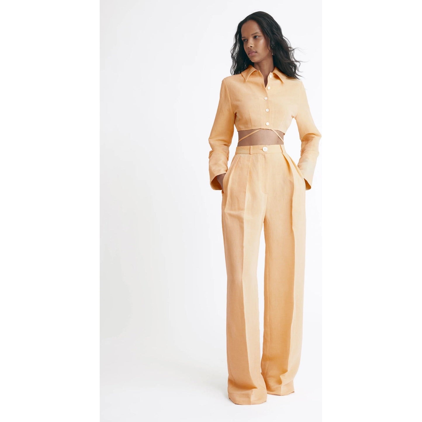 BUTTON PLEATED PANT
