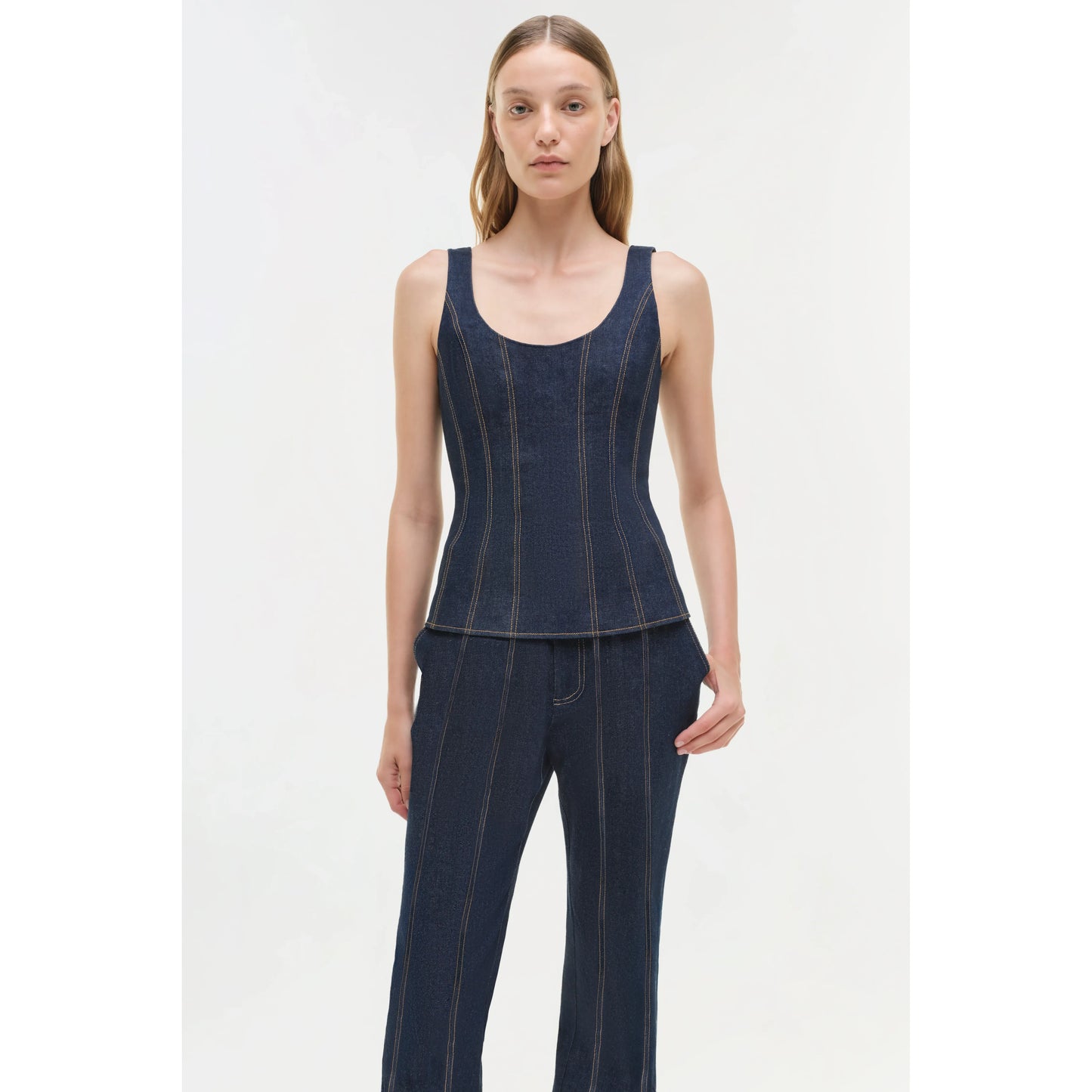 LACHLAN DENIM BUSTIER TOP
