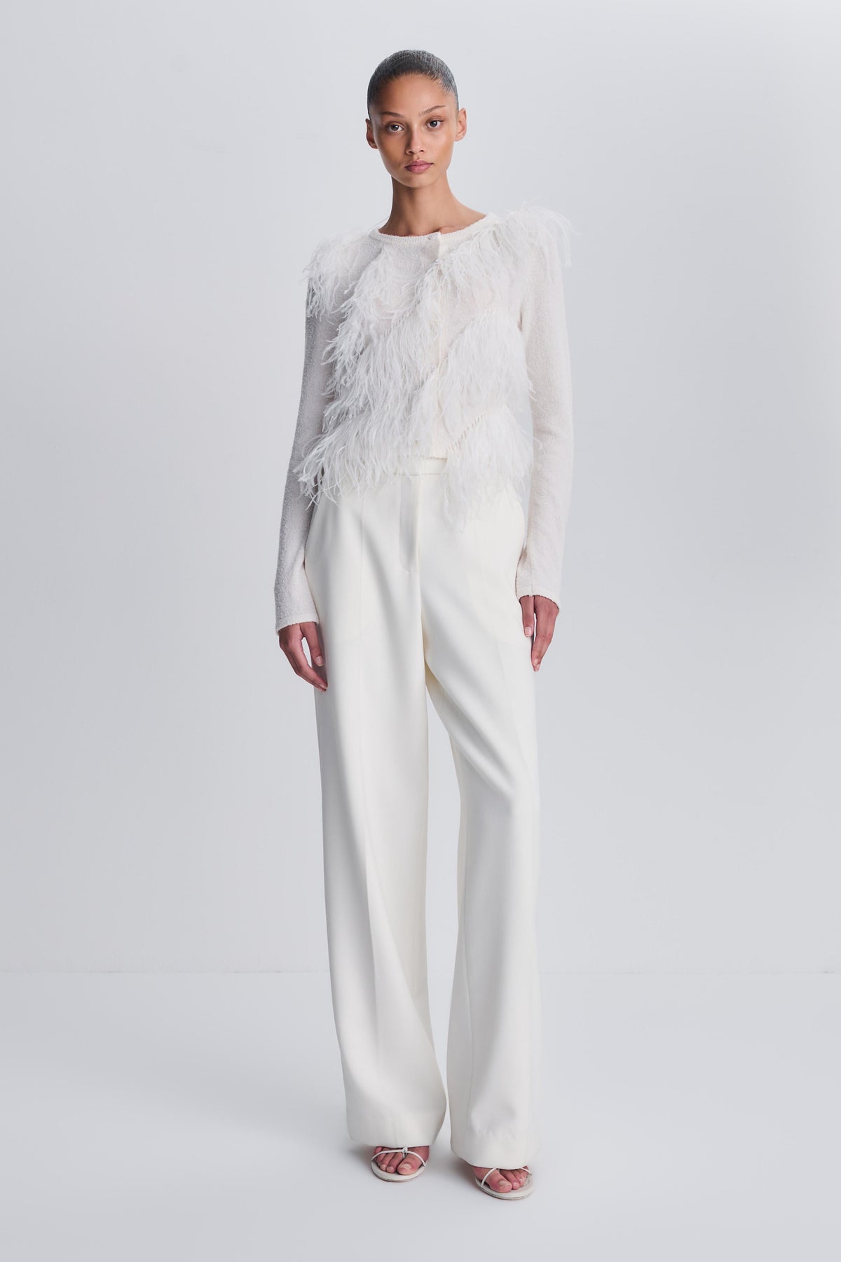 Rielle Feather Cardigan - Ivory