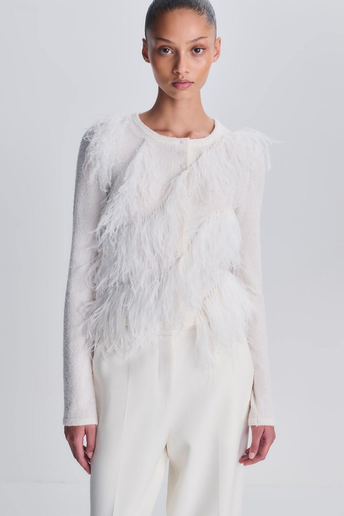 Rielle Feather Cardigan - Ivory