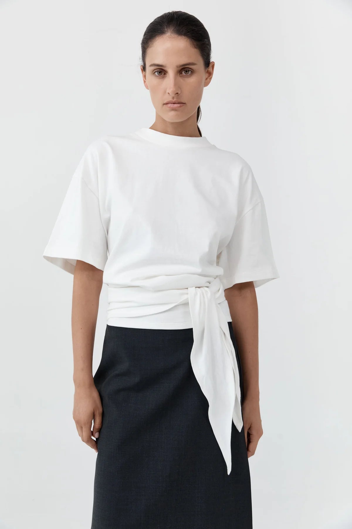 Cotton jersey split back tee