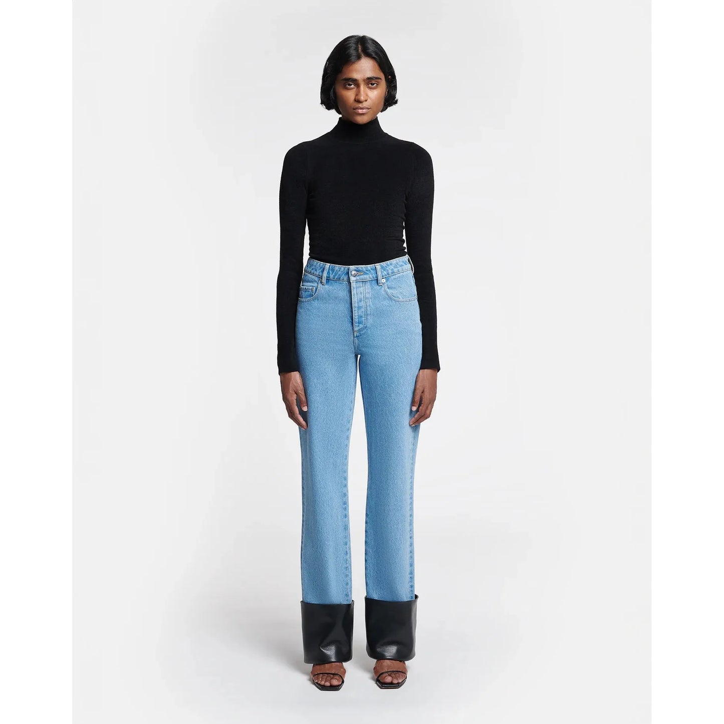 RAYNEE LEATHER-TRIMMED JEANS