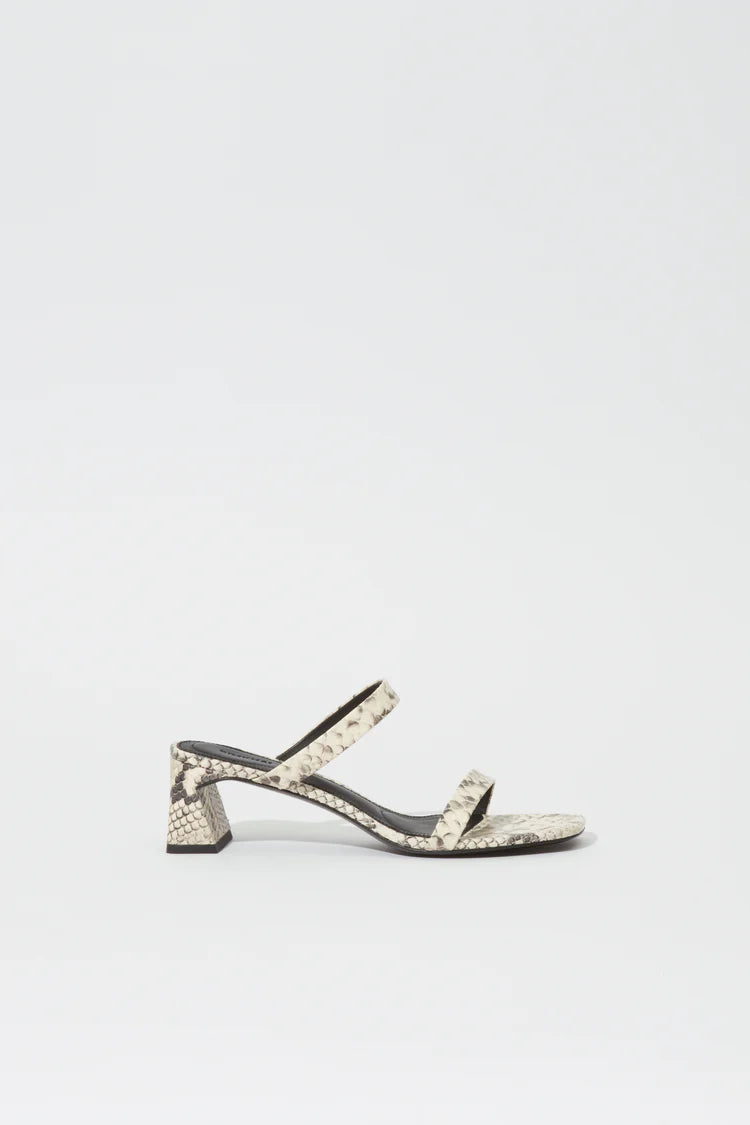 CLARA SNAKE PRINT LEATHER BLOCK HEEL
