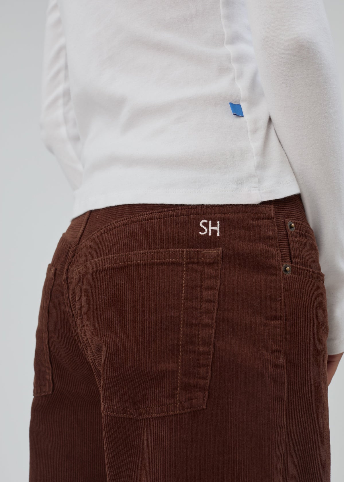 Cool Jean in Chocolate Corduroy - SH embroidery