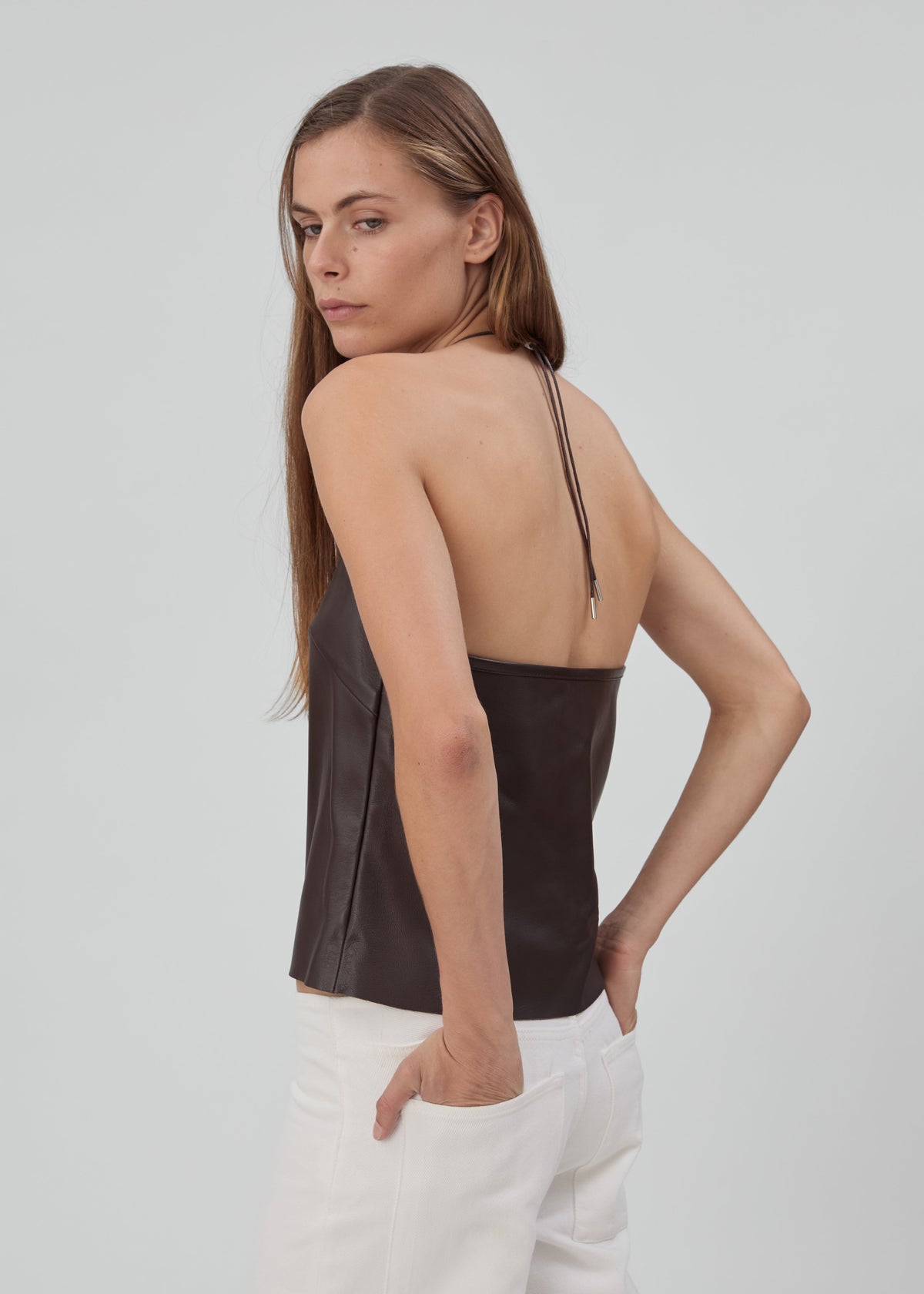 Toggle Tank in Brown Leather