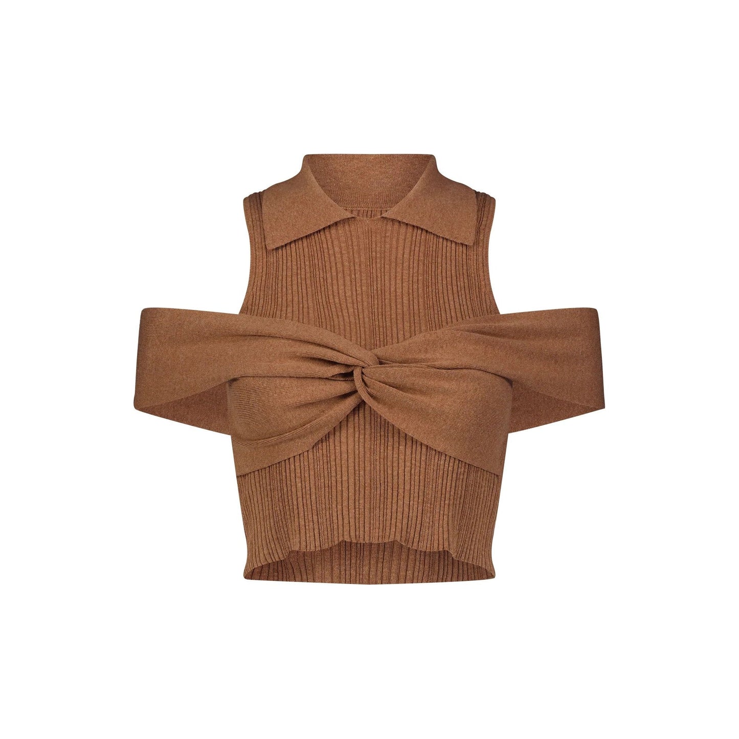 POLO WRAP OFF SHOULDER RIB KNIT