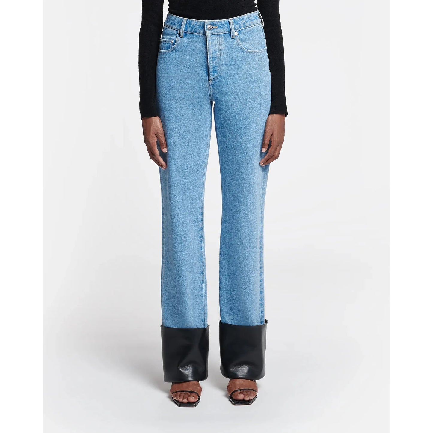 RAYNEE LEATHER-TRIMMED JEANS