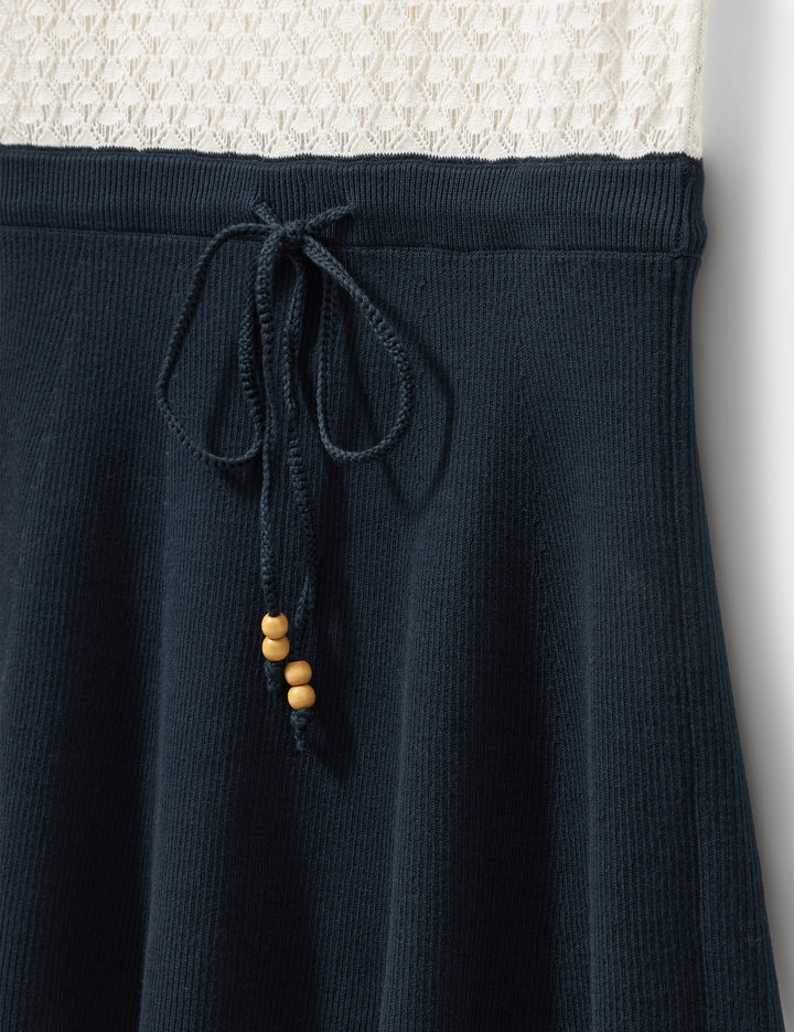 TAZANIA POLO DRESS - NAVY/CREAM STRIPE