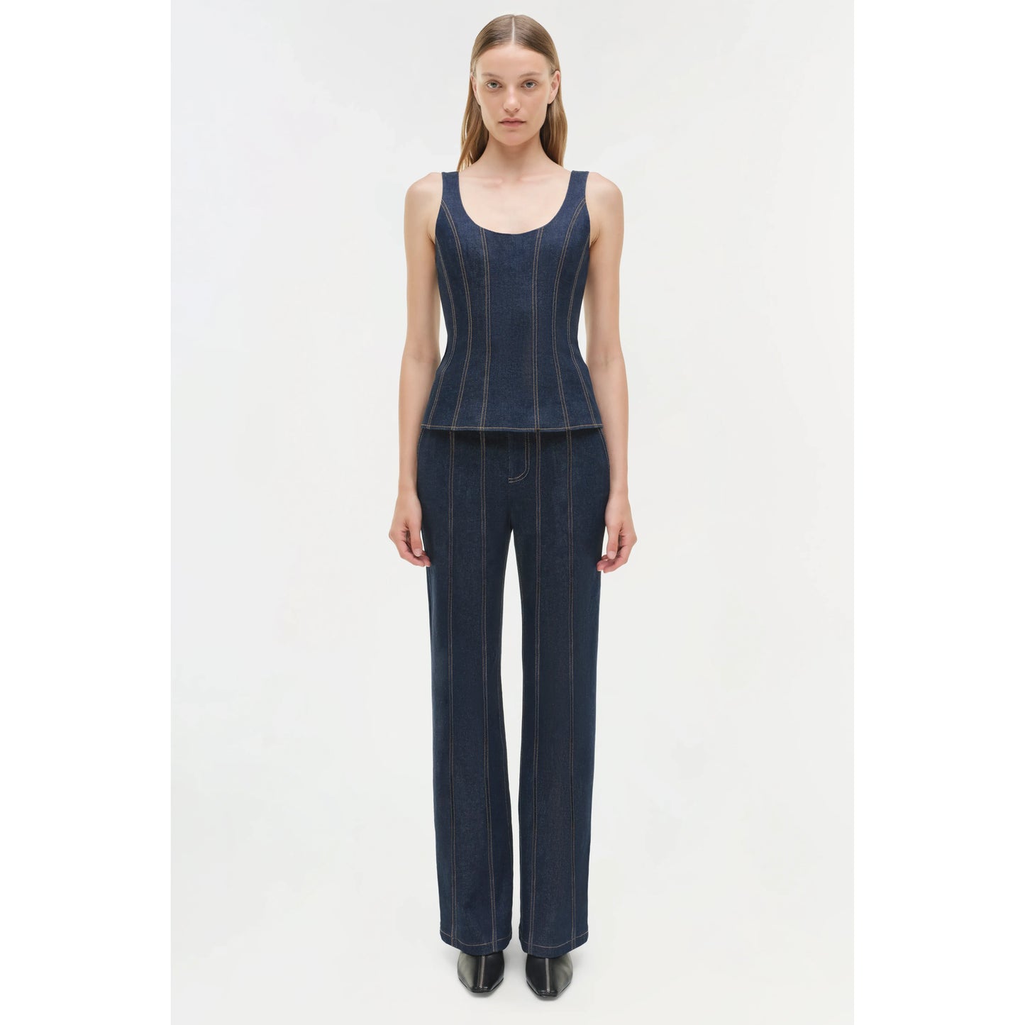 LACHLAN DENIM BUSTIER TOP