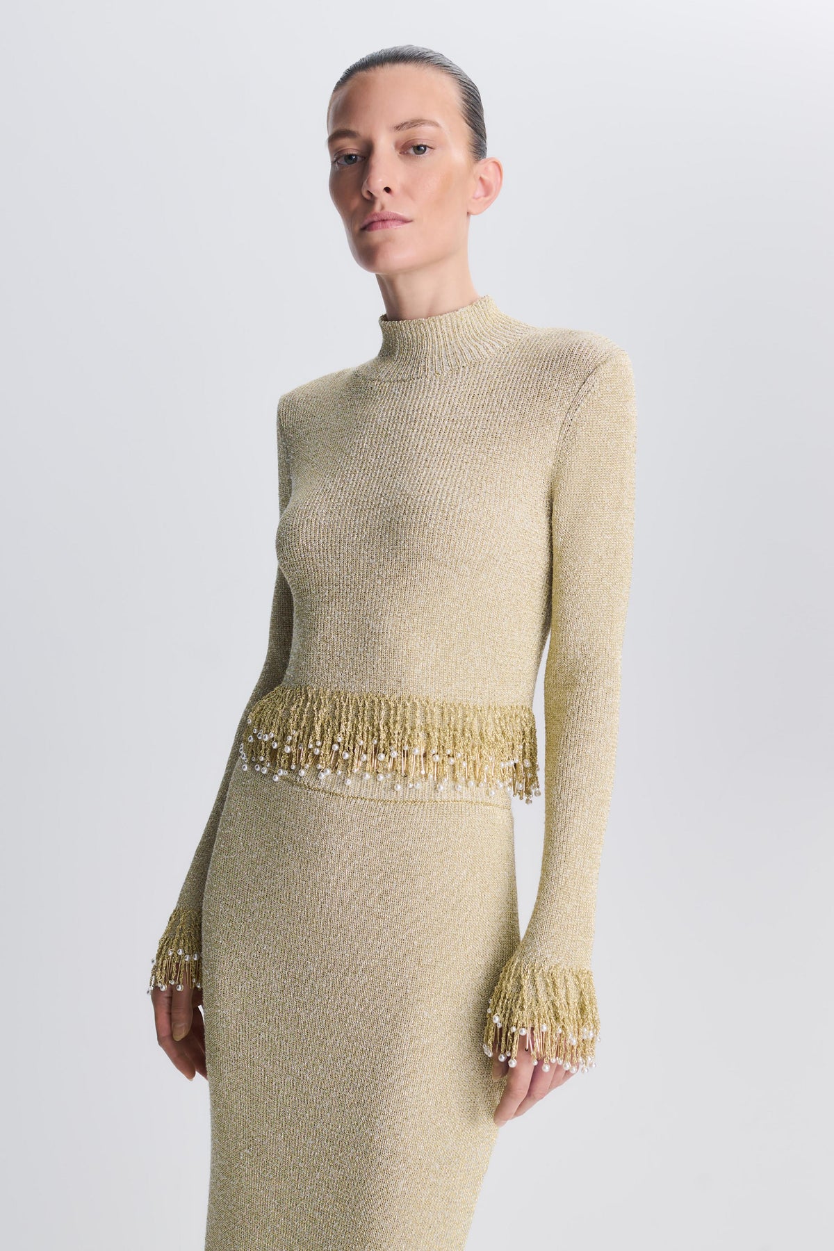 Tali Pearl Fringe Top - Gold