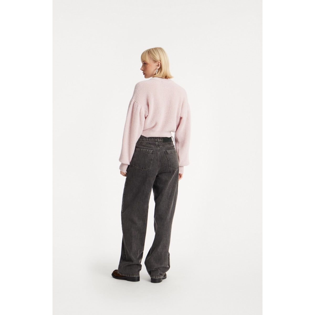 DENIM LACED LEG PANTS