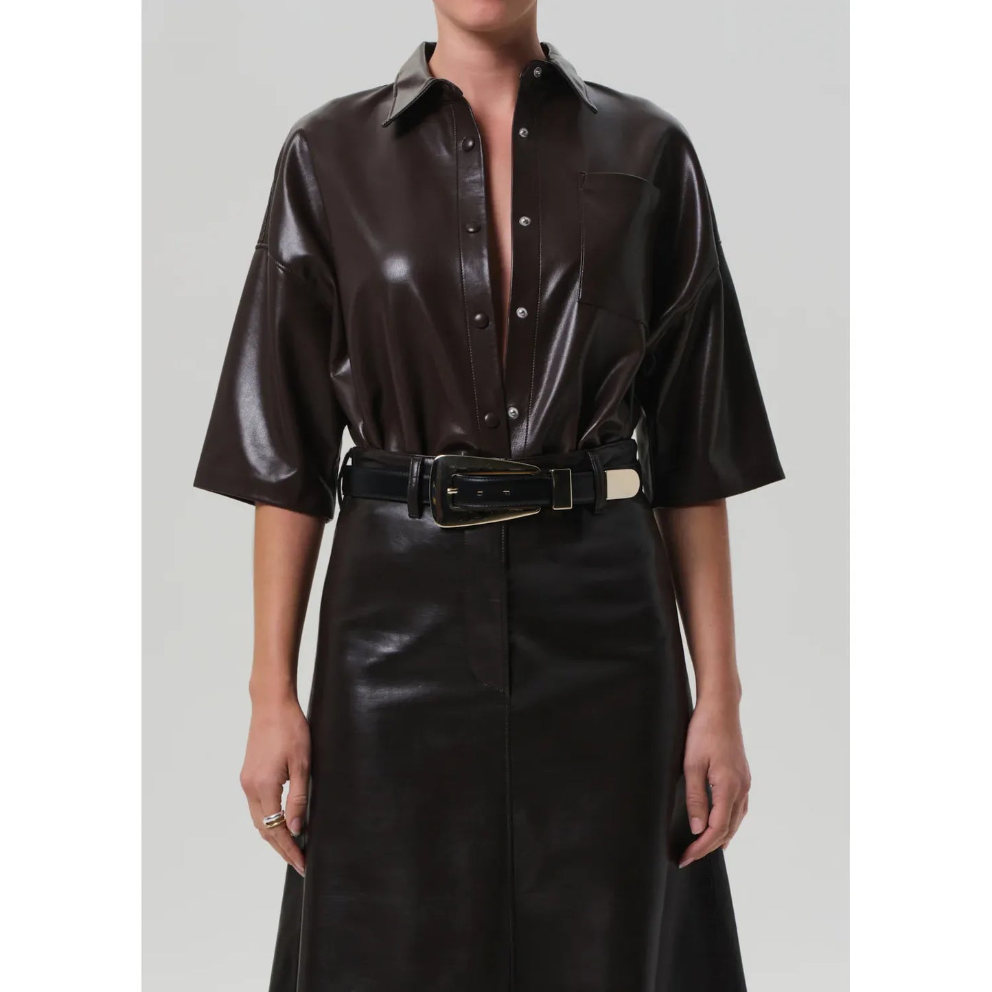 FRANCES CROPPED CAPE BUTTON UP