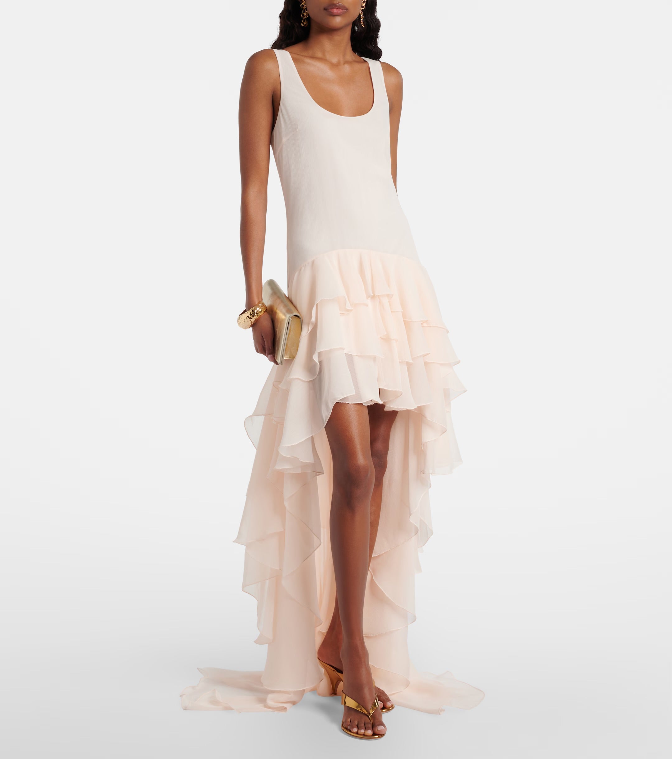 CHIFFON RUFFLE DRESS