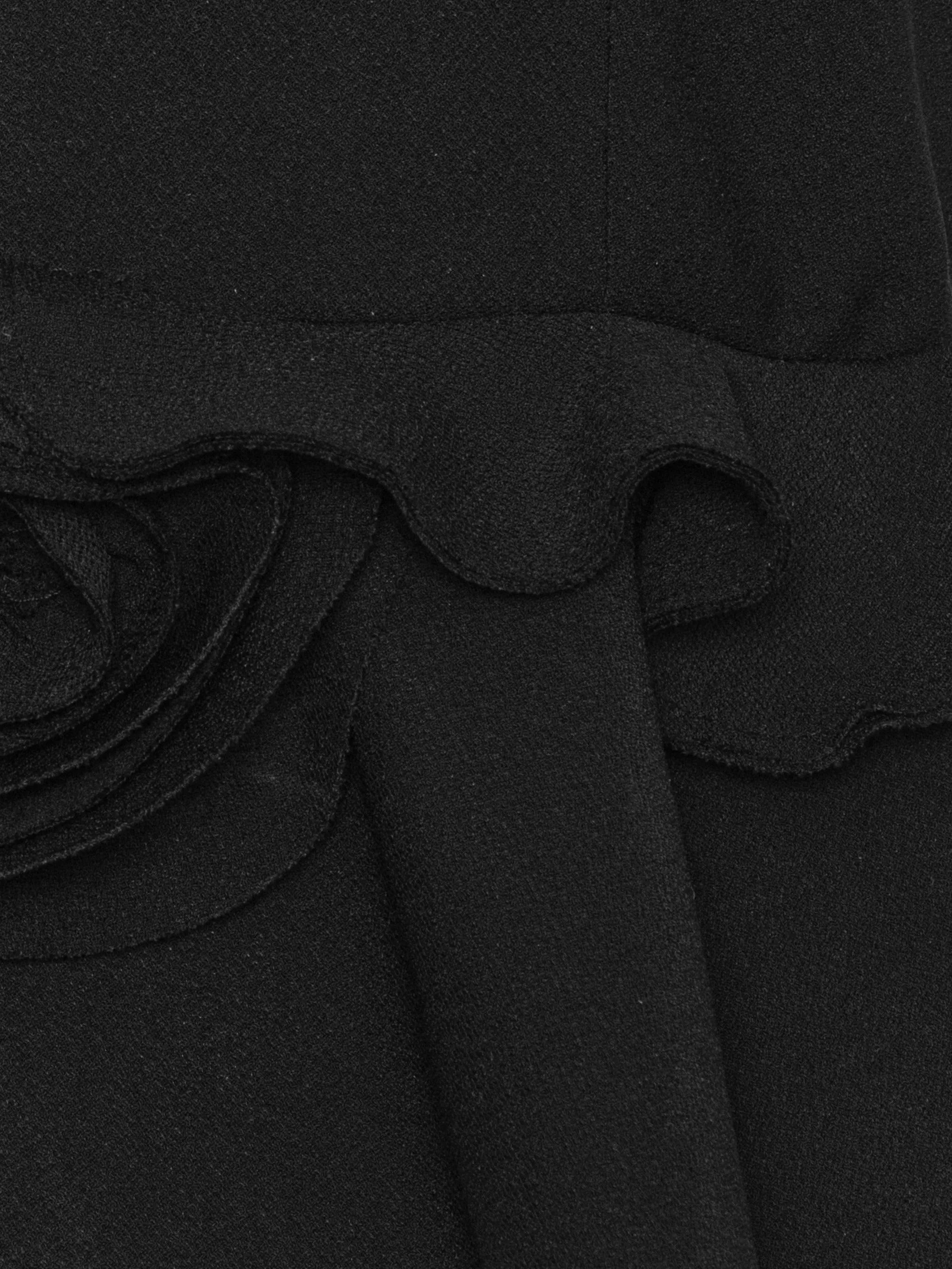 V-Neck Flower Top - Black