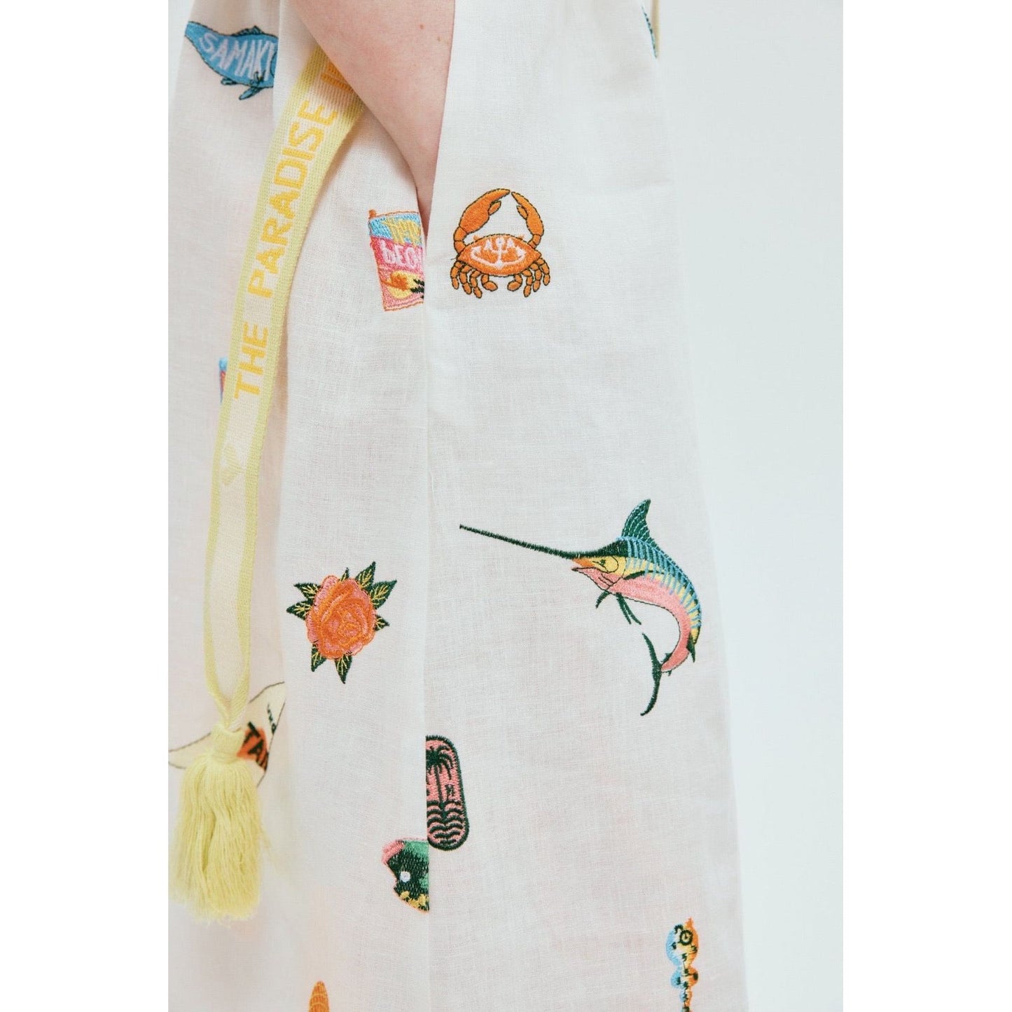 BLUE MARLIN EMBROIDERED DRESS