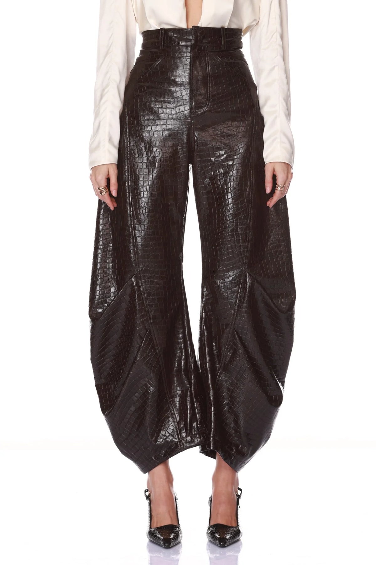 Vegan Croc Embossed Horseshoe Pant