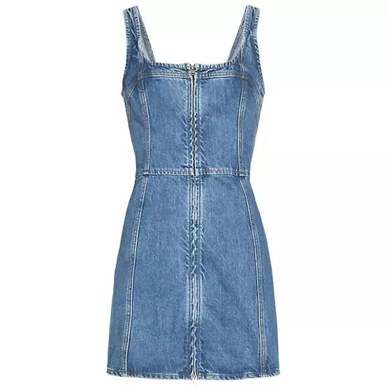 DENIM BUSTIER ZIP DRESS