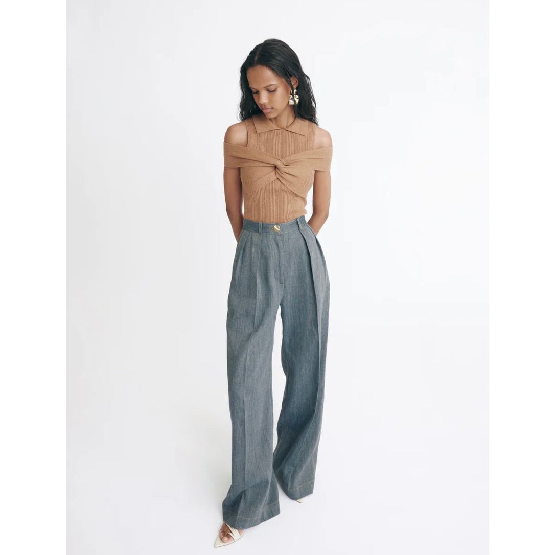 POLO WRAP OFF SHOULDER RIB KNIT