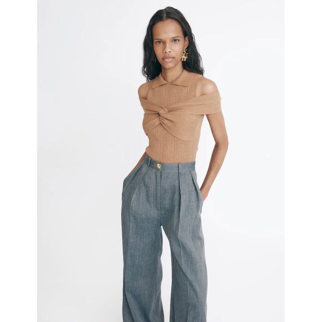 POLO WRAP OFF SHOULDER RIB KNIT