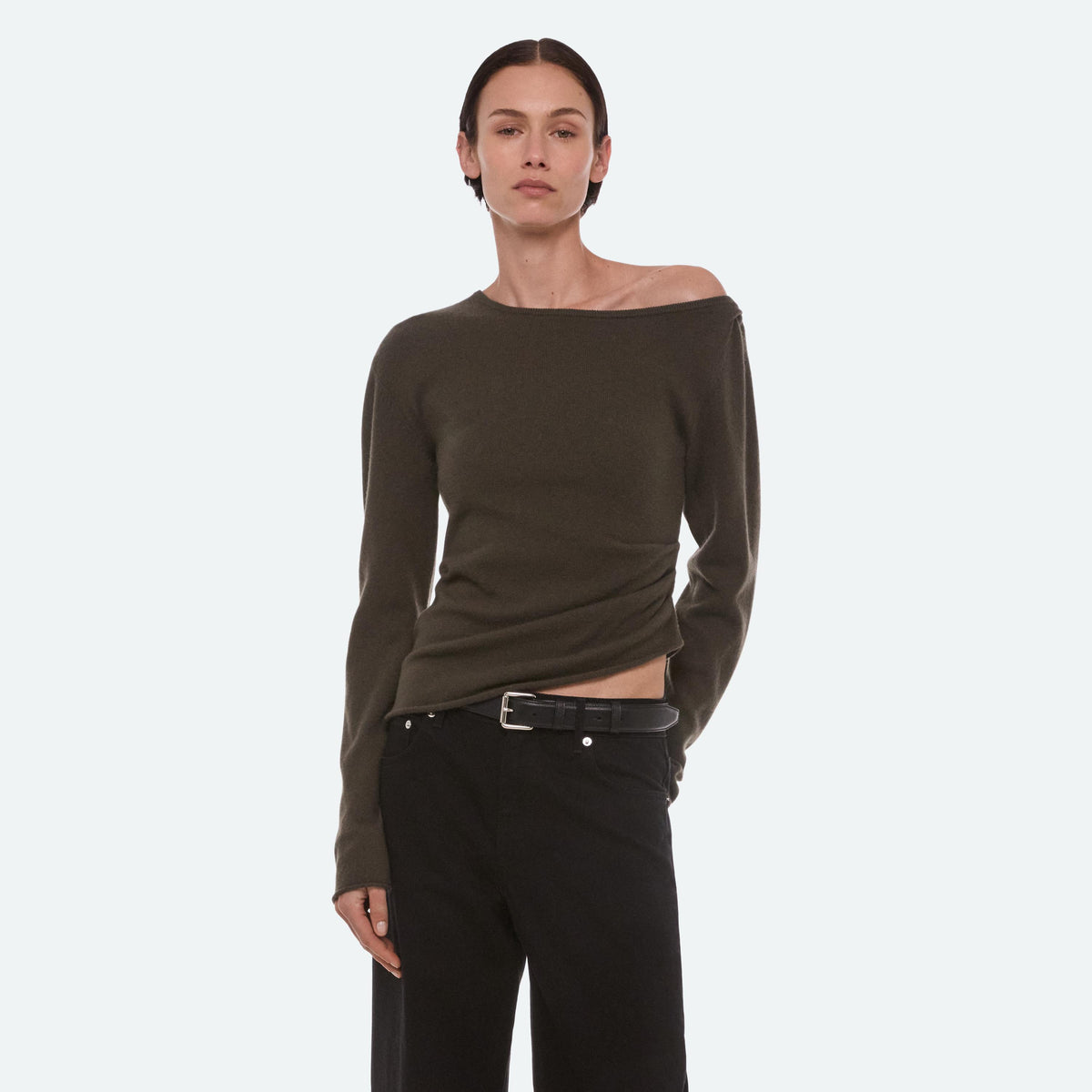 Helmut Lang Draped Asym Top - Gourd