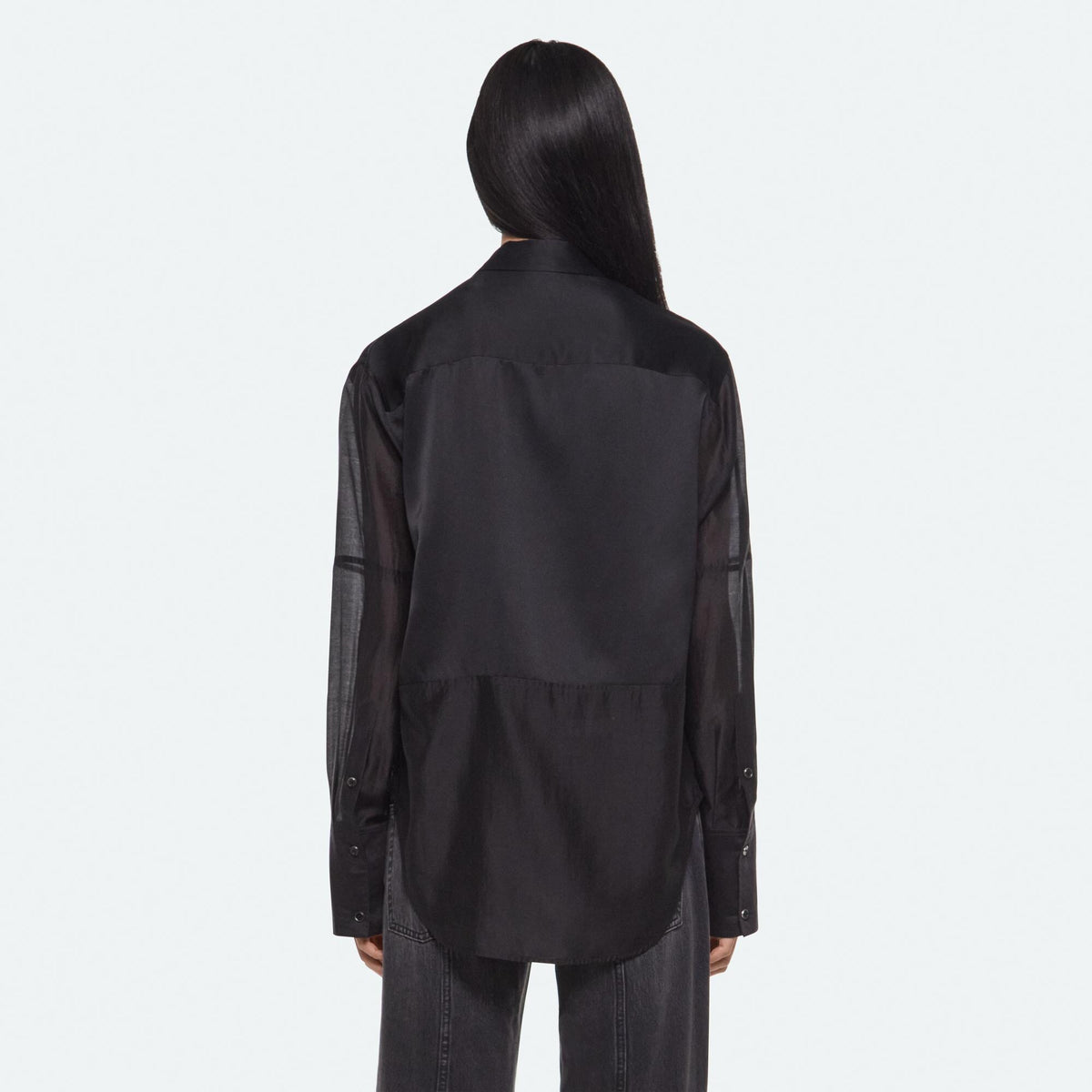 Helmut Lang Silk Voile Shirt in Black - back