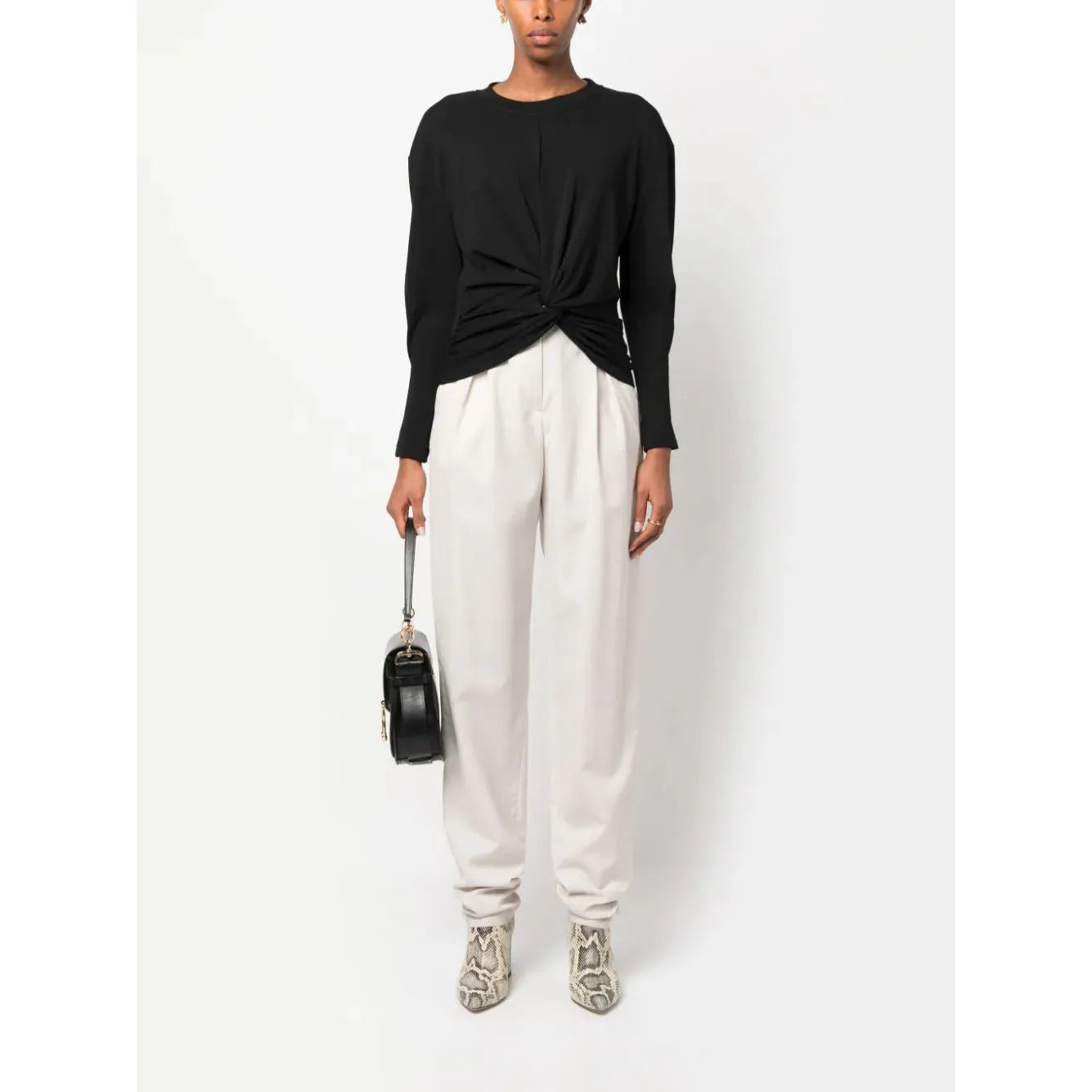COLINE ROUND NECK PLEATED TOP