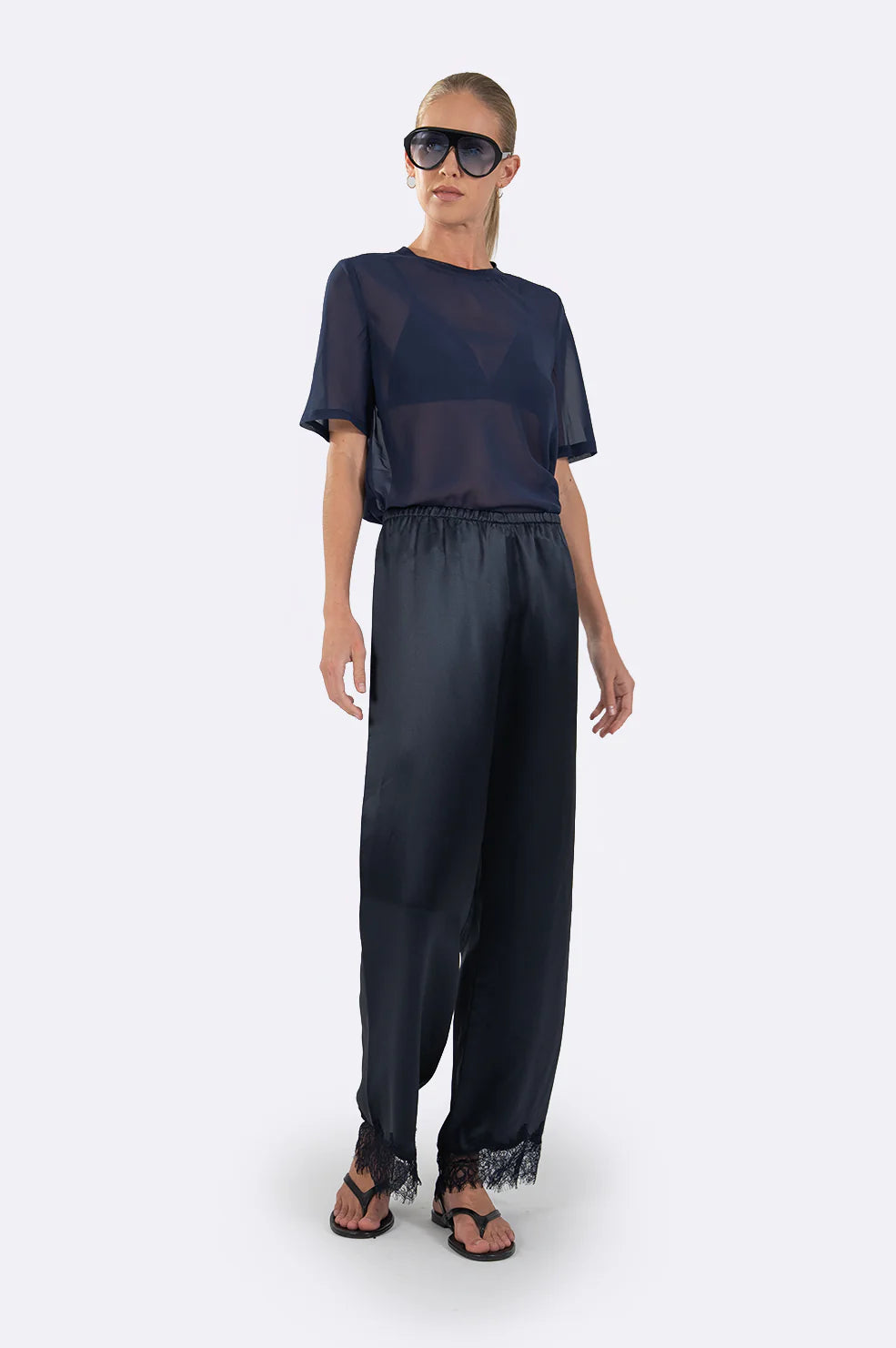 Midnight satin pants