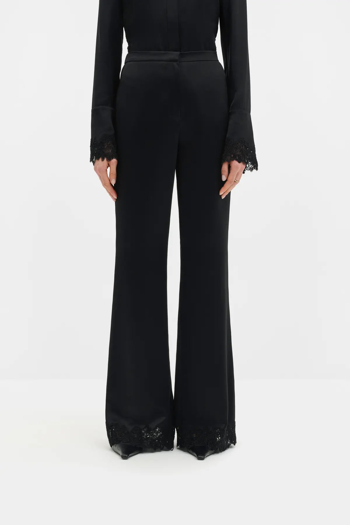 MARINE Satin lace Hem Pants