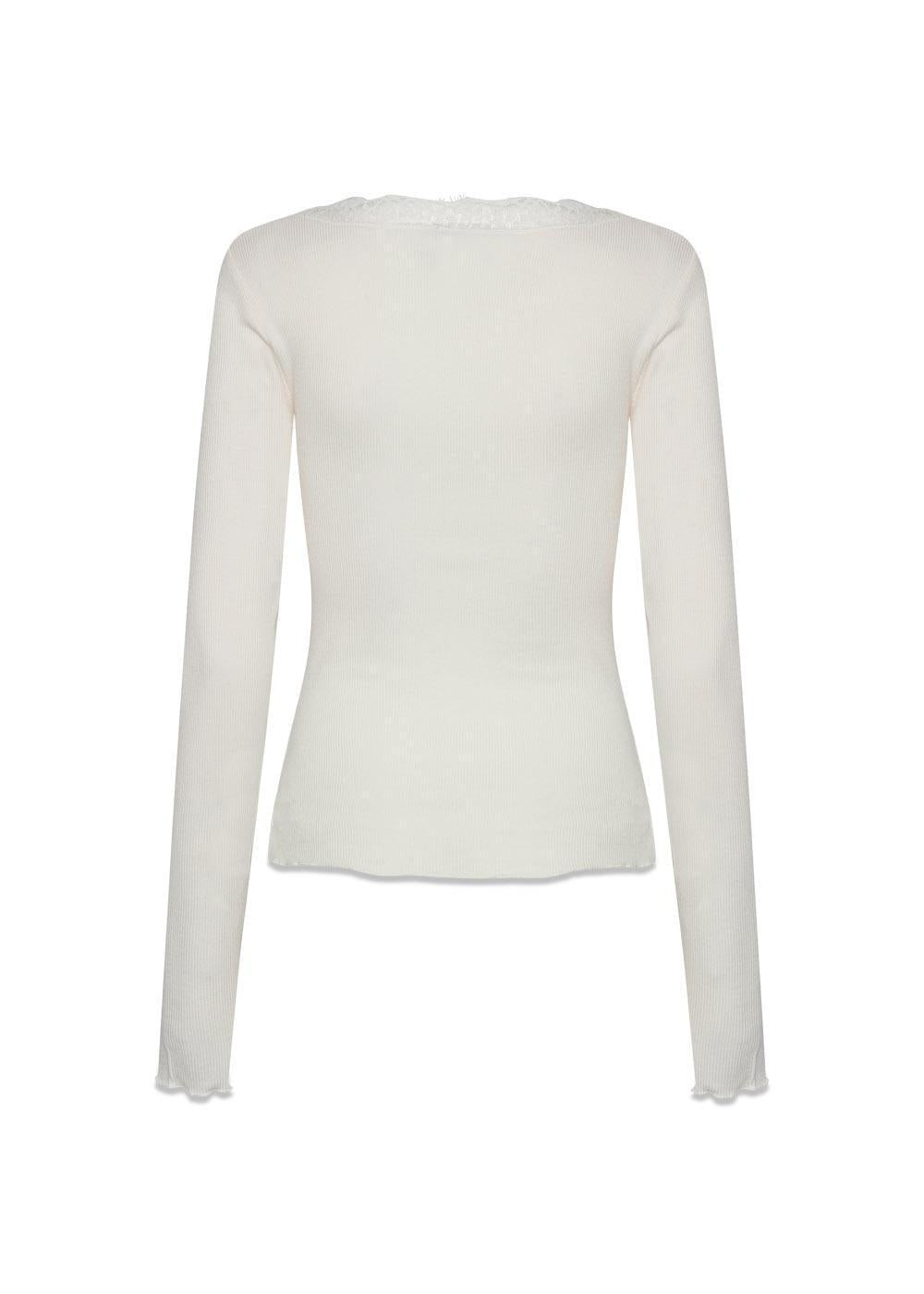 Rib Lace Cardigan Top - Egret