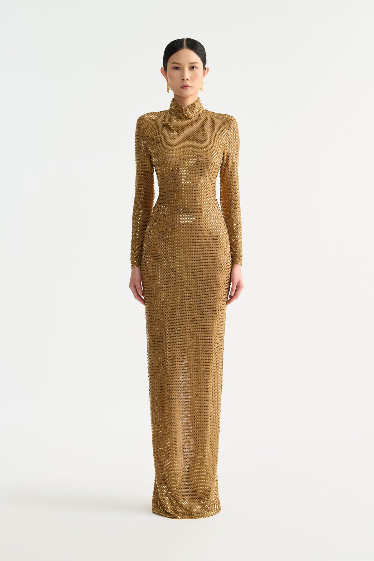Sau Lee Amelle Crystal Dress in Gold