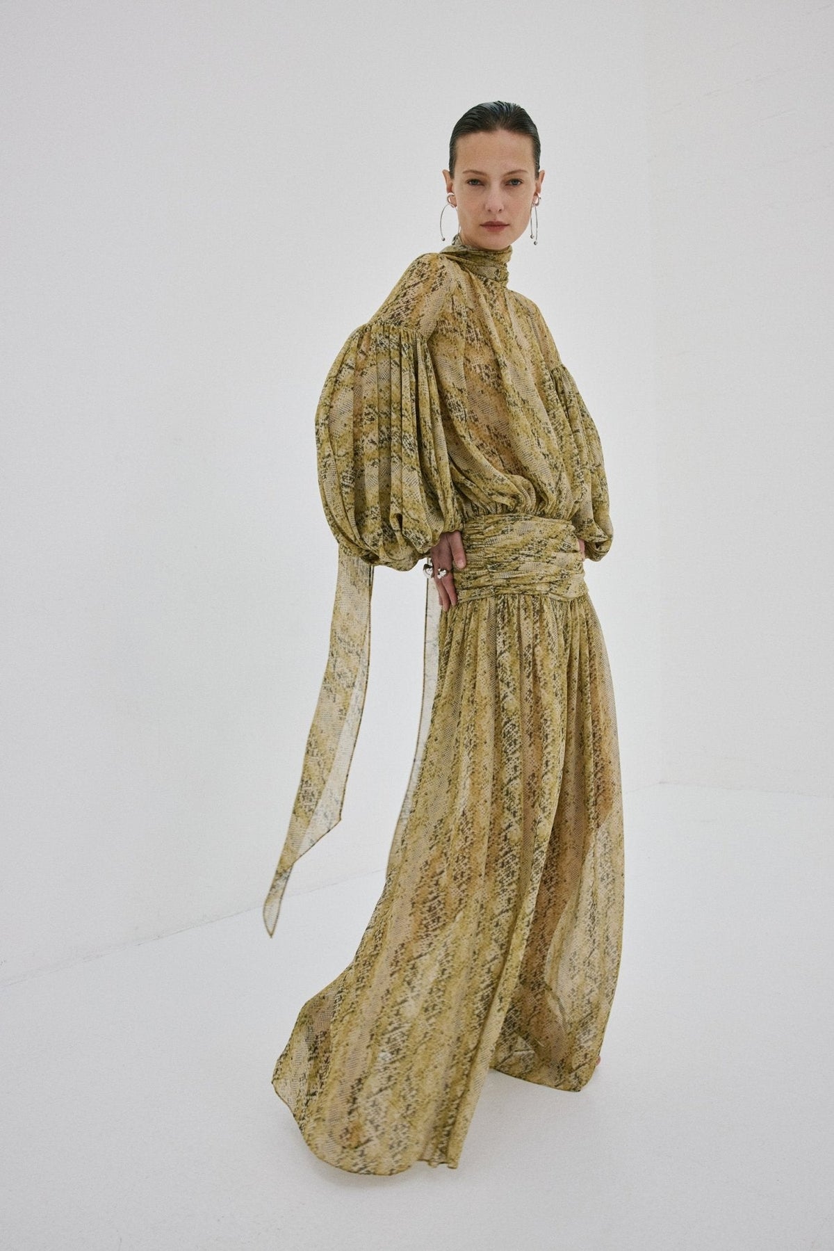Solana Maxi Dress in Serpiente Yellow