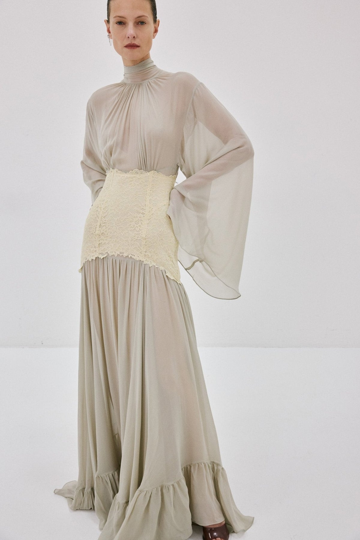 Willow Maxi Dress in Stone Beige and Soft Yellow