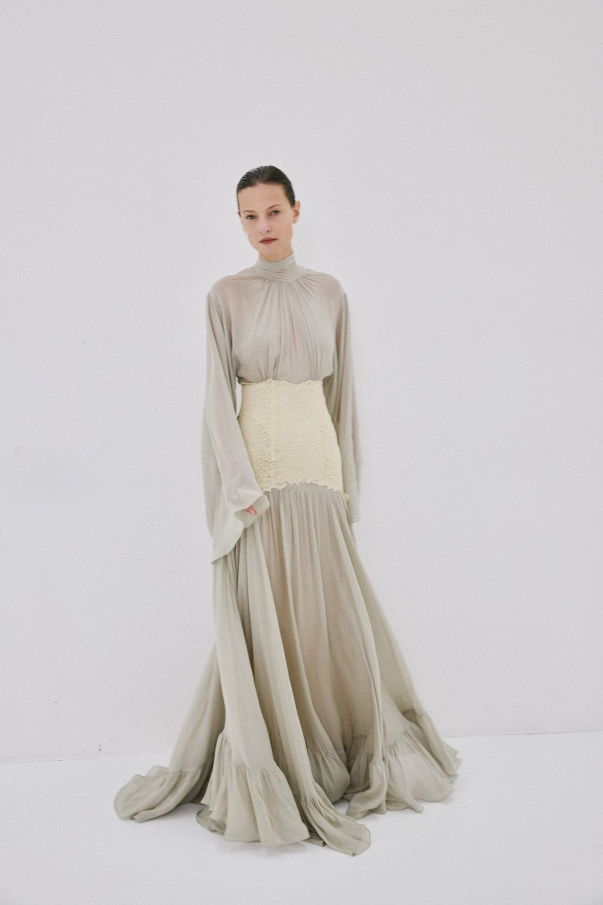 Willow Maxi Dress in Stone Beige and Soft Yellow