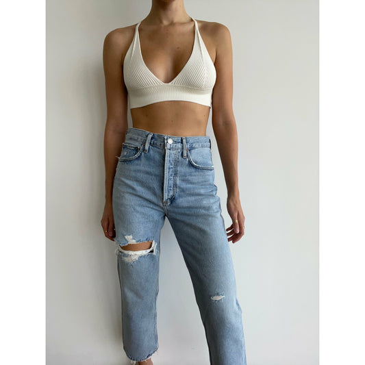 90'S CROP MID RISE LOOSE FIT JEANS