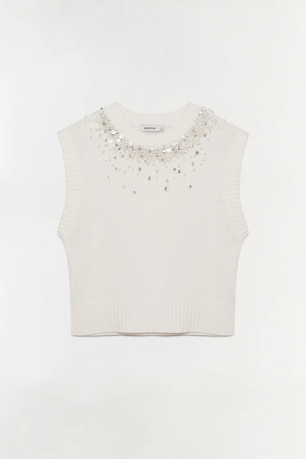 CANDRA EMBELLISHED KNIT VEST