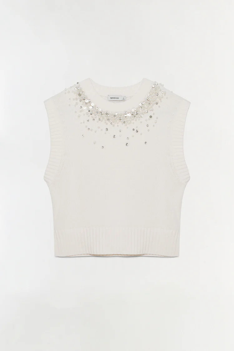 CANDRA EMBELLISHED KNIT VEST