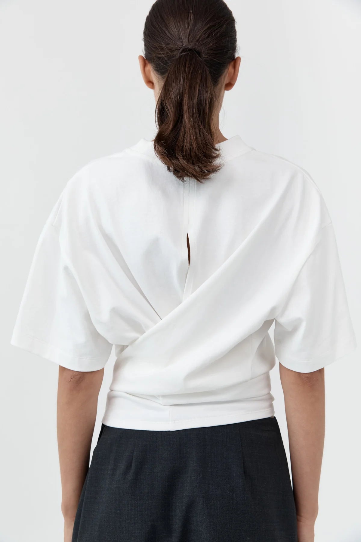 Cotton jersey split back tee