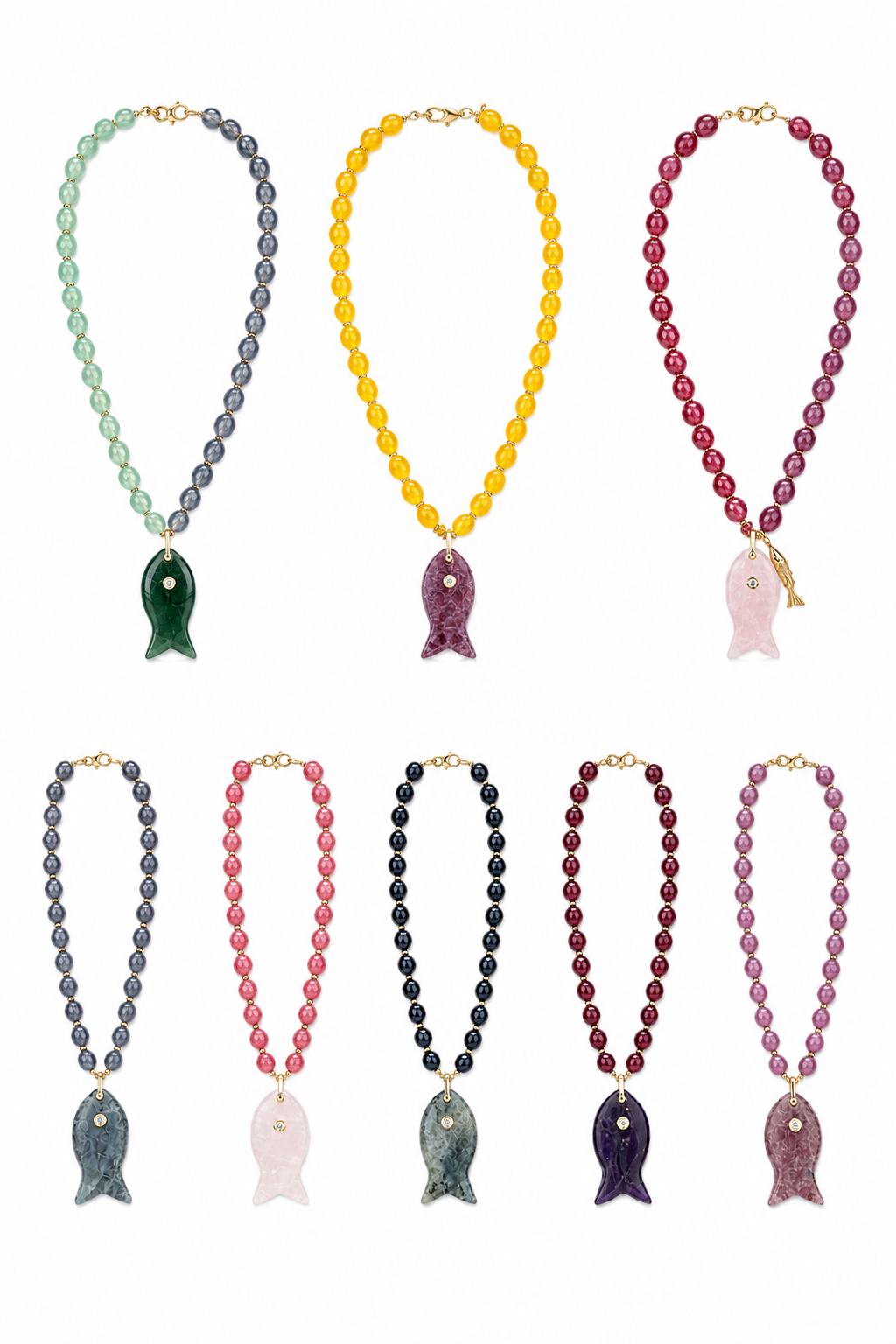 Fish Pendant Gemstone Necklace