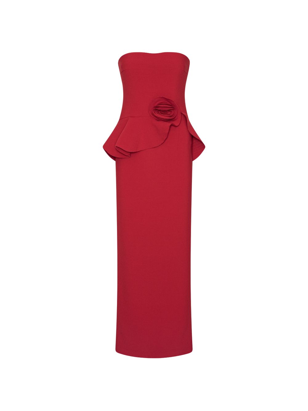 Long Flower Strapless Dress - Scooter Red