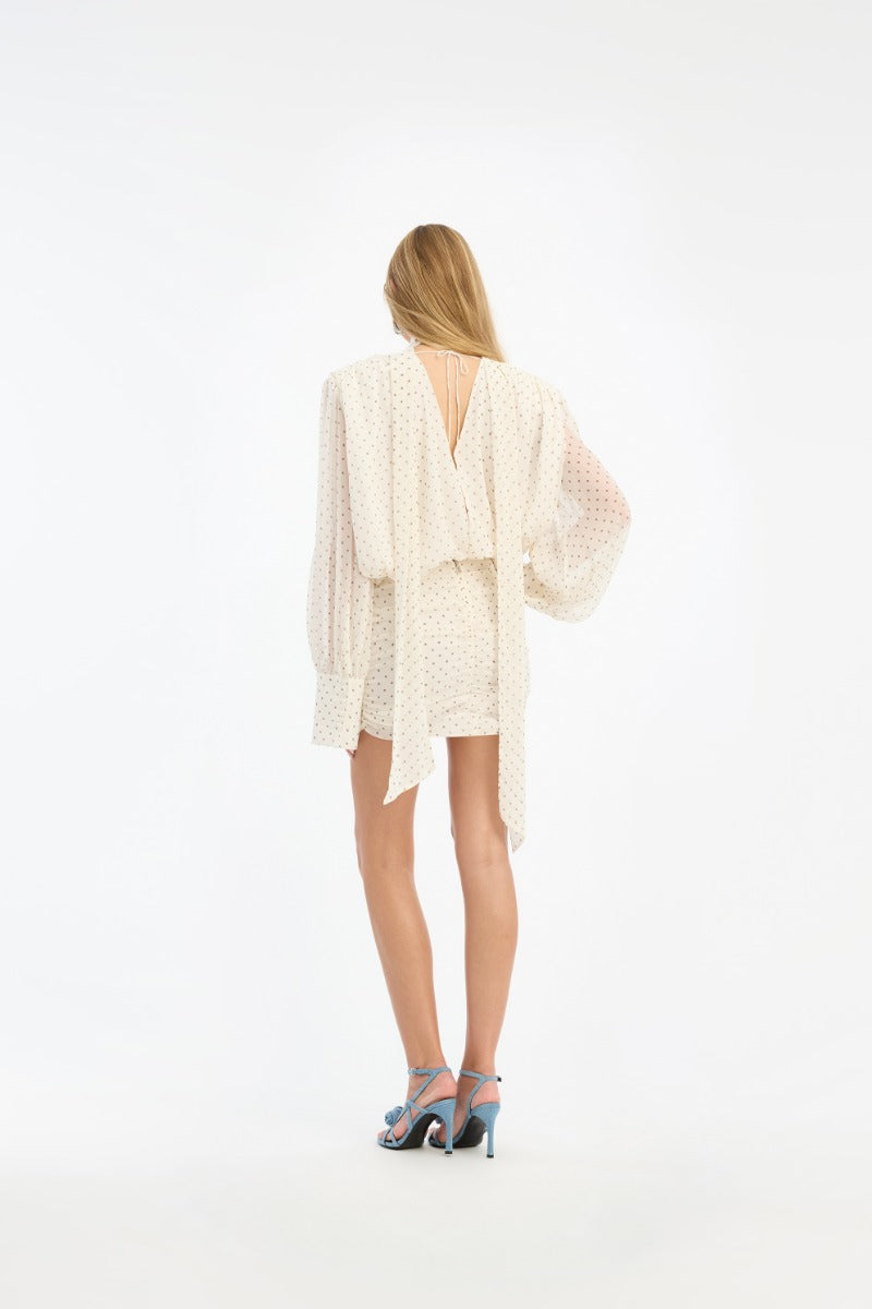 CHIFFON LS V-NECK DRESS