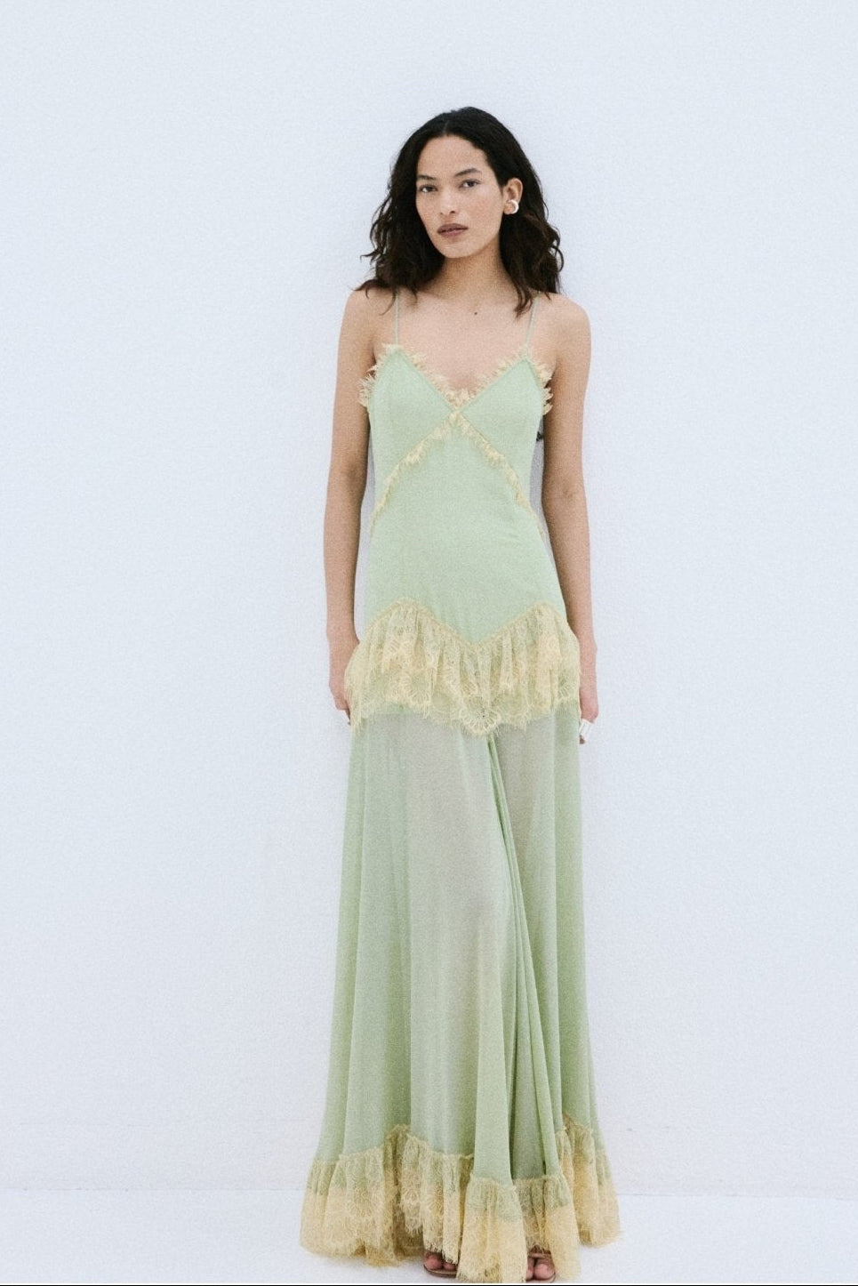ESTELA MAXI DRESS IN MINT GREEN VISCOSE GEORGETTE