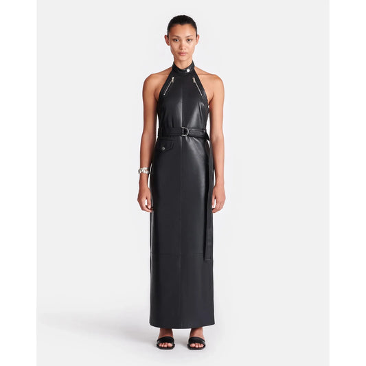 MINNOW LEATHER MIDI DRESS