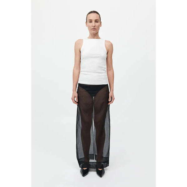 SHEER LEATHER TRIM SKIRT