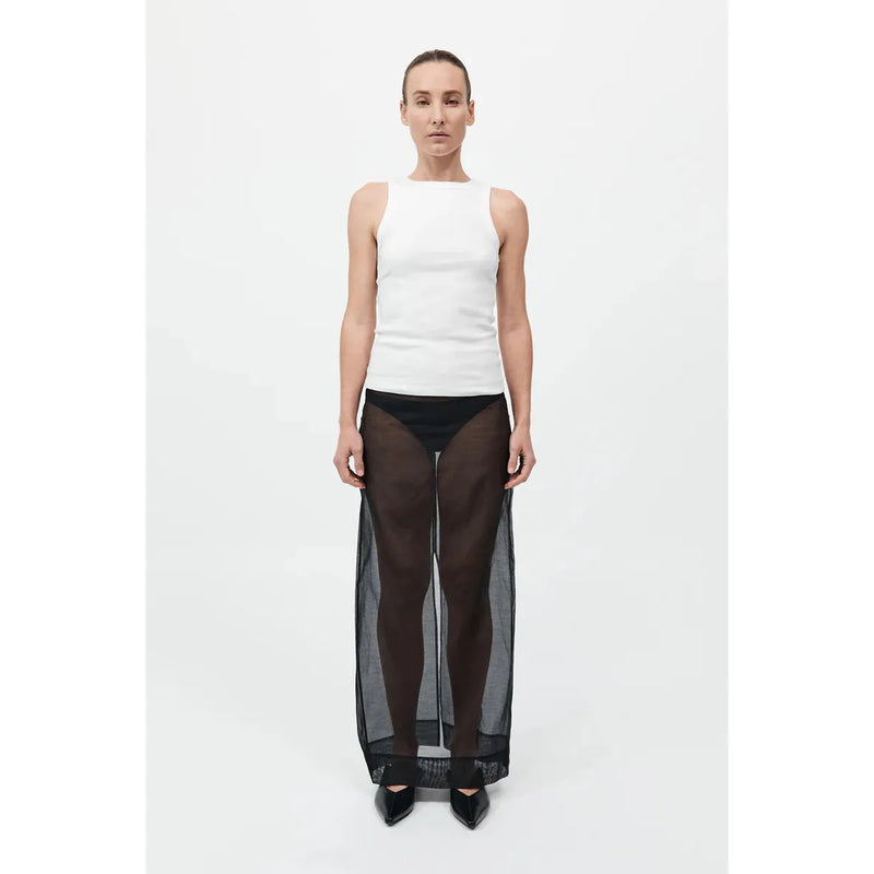 SHEER LEATHER TRIM SKIRT