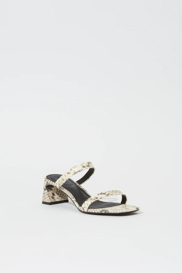 CLARA SNAKE PRINT LEATHER BLOCK HEEL