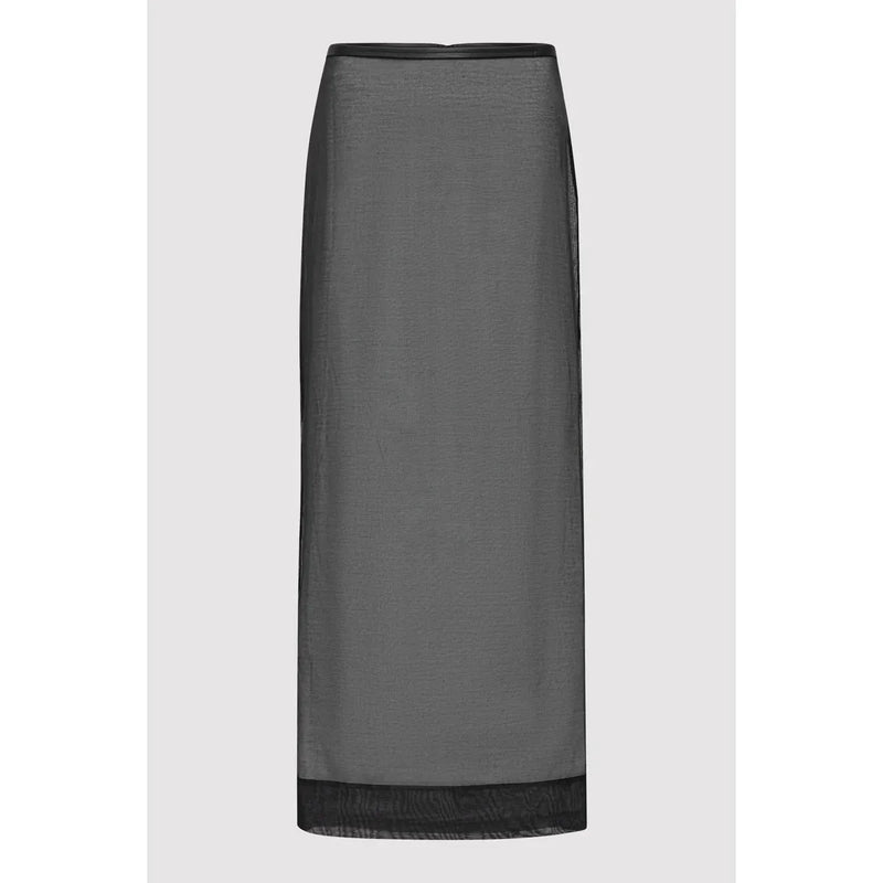 SHEER LEATHER TRIM SKIRT