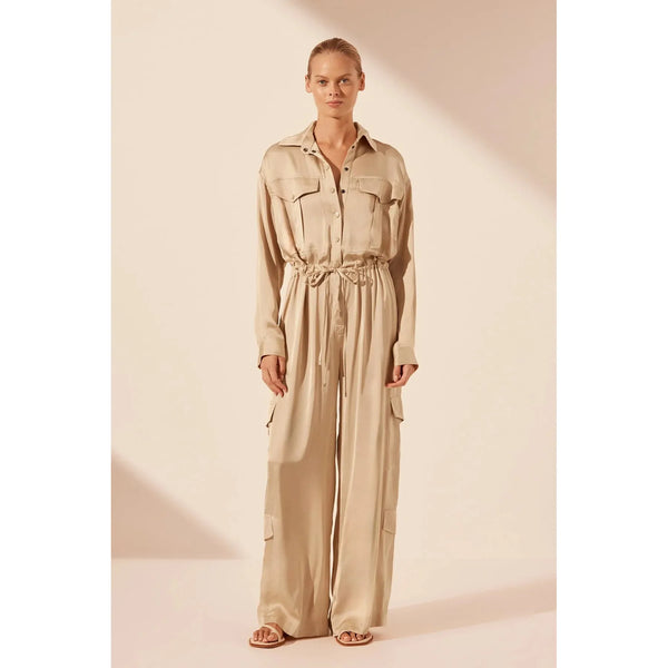 SHAE DRAWSTRING UTILITY JUMPSUIT