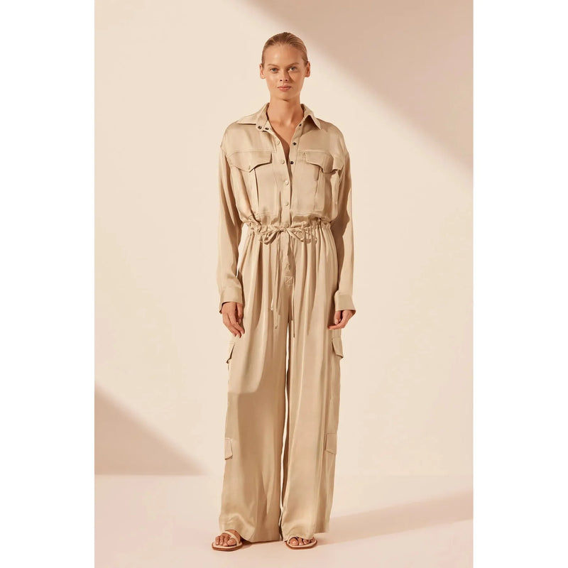 SHAE DRAWSTRING UTILITY JUMPSUIT
