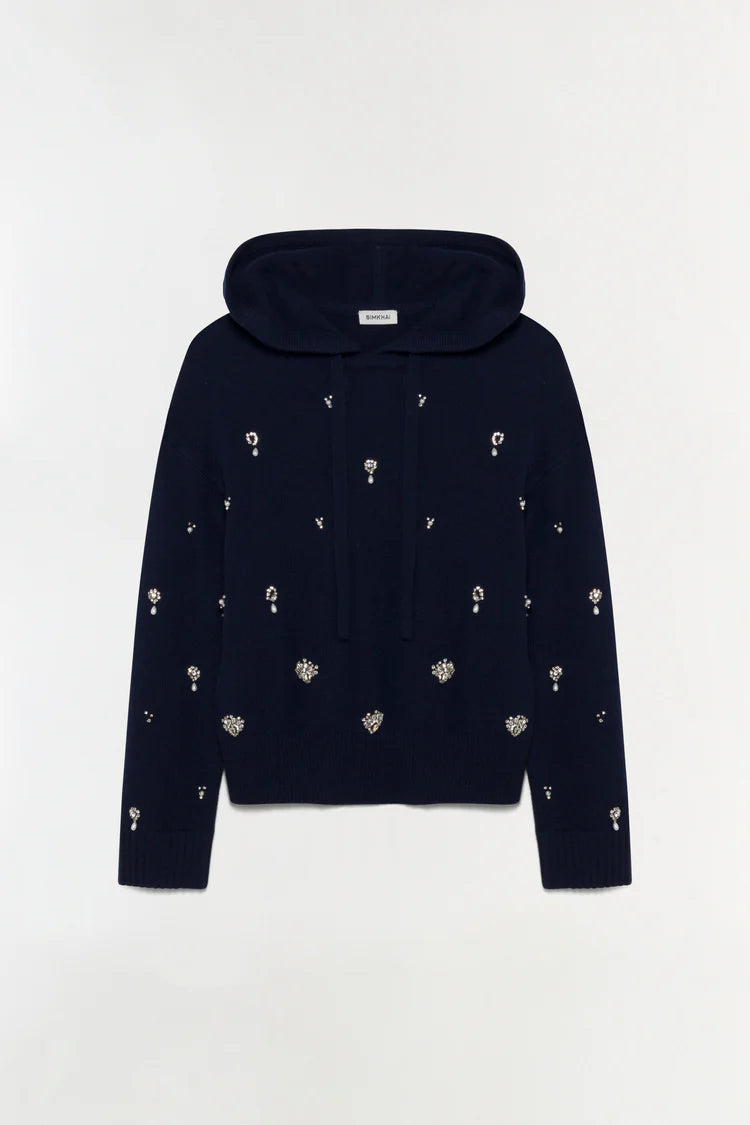 KARMEN EMBELLISHED CASHMERE HOODIE