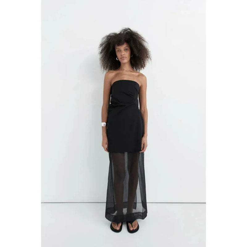 SHEER LEATHER TRIM SKIRT